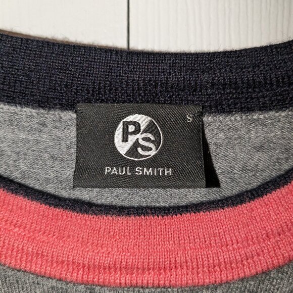 Paul Smith Merino Wool Crew Sweater Wmns Small Long Sleeve Gray Minimalist Luxe - Picture 4 of 7